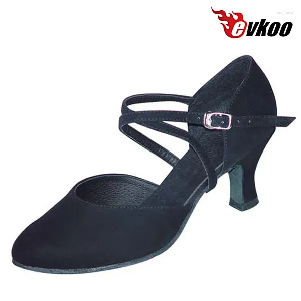 Zapatos de baile Evkoodance Diy Ballroom Dancing for Women Rojo y negro Color de 6 cm Altura de tacón mediano Estilo cómodo Evkoo-317