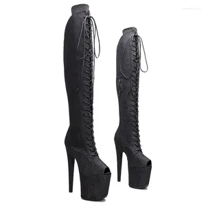 Dansschoenen Mode Sexy Model Toont PU Bovenste 20 CM/8 Inch vrouwen Platform Party Hoge Hakken Dij Pole Laarzen 413