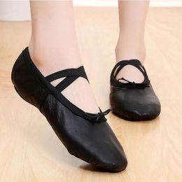 Dansschoenen Geniune Leather Ballet met Crisscross Pre-Swen Elastic Strap Pointe Shoe Black 22-42 Slipper