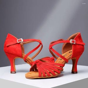 Dansschoenen Hoge hakken Snoepkleurig Kasjmier Volwassen Dames Latin Professioneel Nationale standaard 7,5 cm