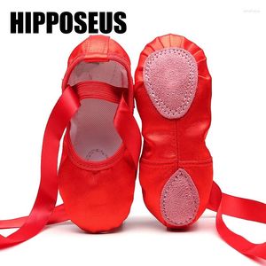 Chaussures de danse Hipposeus Girls Ballet Softs Slippers Tolevas Children Practice Ballerina Woman Gym Yoga Pink