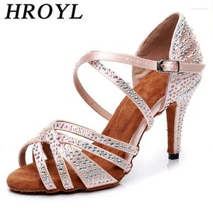 Chaussures de danse Hroyl Elegant femme à talons minces 10 cm en strass brillante latin danse salsa salsa fête performance sandales