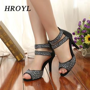 Chaussures de danse HROYL Latin pour femmes Satin cristal diamant imprimé africain Salsa femme salle de bal sandale L252