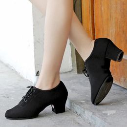 Zapatos de baile Jazz zapatos de baile modernos mujeres zapatillas de baile para niñas damas zapatos de baile de salón mujeres con punta cerrada 3/5cm tacones 230518