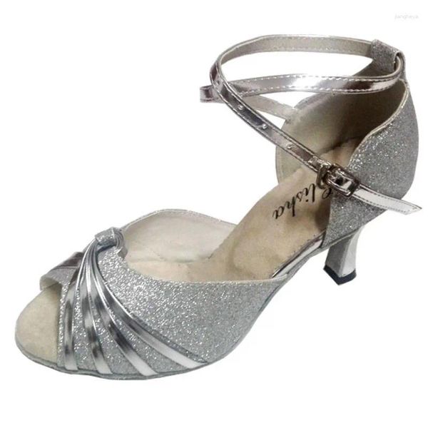 Chaussures de danse dames latin talon personnalisé 3cm-10cm pour femmes paillettes argentées salsa soirée de bal en soirée socials sociaux chaussures de danse de mariage