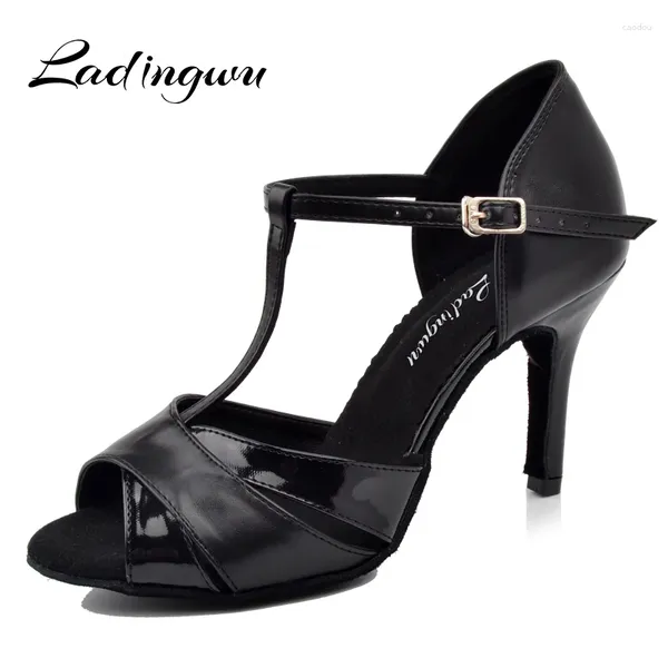 Zapatos de baile Ladingwu Factory Outlet Black Dancing for Women Latin Artificial Leather and P PU Ballroom Competition