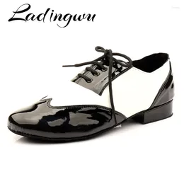 Chaussures de danse Ladingwu masculin masculin masculin authentique en cuir moderne carré de bal de bal à 2,5 cm