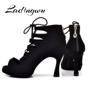 Dansschoenen ladingwu dames latin dans schoenen balzaal tango platform dames dames ladys comfortabel flanellen dansen schoenen zwart 9 cm cuba 230518