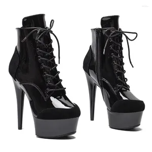 Chaussures de danse Laijianjinxia 15cm / 6inch PU Upper Women's Plateforme Party High Heels Modern Ankle Boots Pole 064