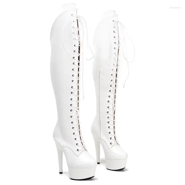 Chaussures de danse Laijianjinxia 15cm / 6inch PU Upper Women's Plateforme Party High Heels Modern Knee-High Boots Pole 024