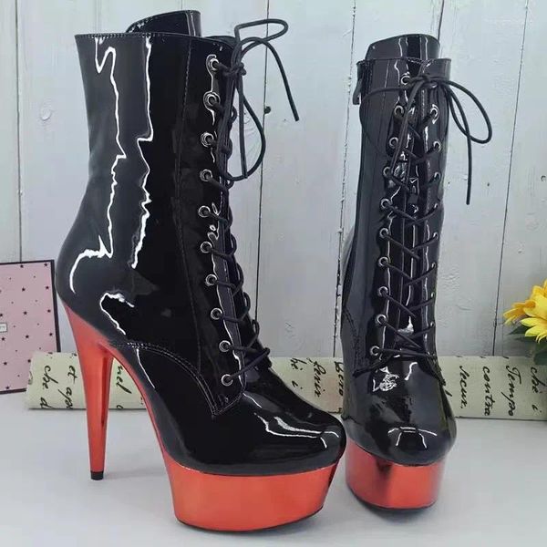 Chaussures de danse Laijianjinxia 15cm / 6inch PU Upper Women's Plateforme Party High Heels Modern Ankle Boots Pole 004