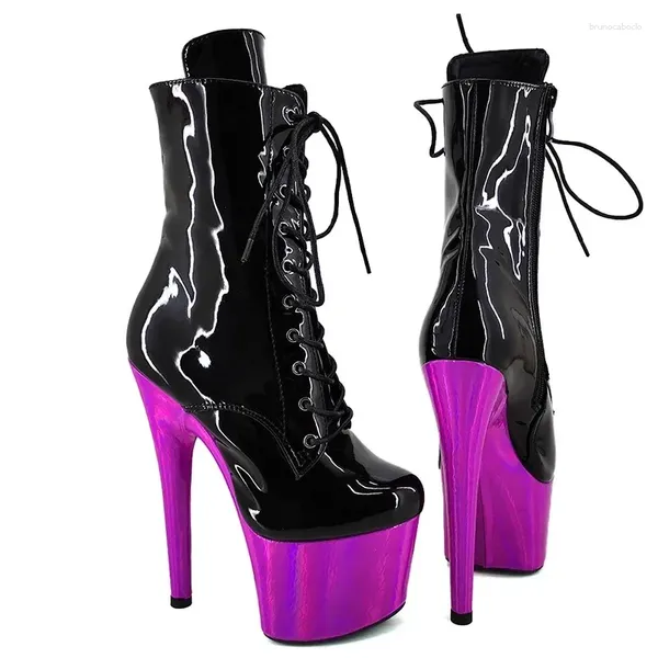 Zapatos de baile Laijianjinxia 17cm/7 pulgadas PU Polo superior Talle de la plataforma High Tacly SEXY Night Night Club Boots de tobillo moderno 031