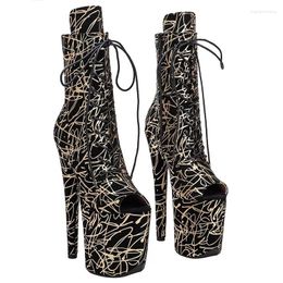 Chaussures de danse Laijianjinxia 20cm / 8inch Pu Upper Women's Plateforme Party High Heels Modern Ankle Boots Pole 040