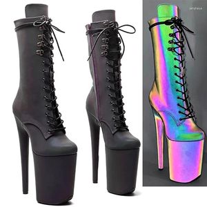 Zapatos de baile Laijianjinxia 23cm/9 pulgadas Fiesta de la plataforma holográfica de las mujeres tacones altos tacones de las botas modernas de mediana calificación 104