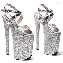 Zapatos de baile LAIJIANJINXIA 23CM/9 pulgadas Glitter Upper Sexy Exotic High Heel Platform Sandalias de fiesta Pole 074