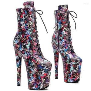 Zapatos de baile LAIJIANJINXIA moda cuero genuino superior 20CM/8 pulgadas baile en barra plataforma de tacón alto botas modernas para mujer 212