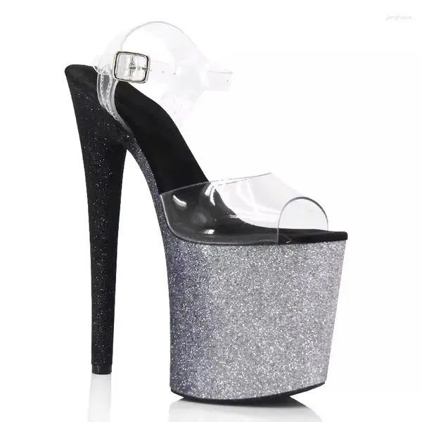 Zapatos de baile Laijianjinxia PVC Sexy exótico Pole Dance Summer Women Sandals 20cm 17 cm Tacones de alto Tallón de hebilla Tamaño 34-46 MA006