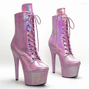 Chaussures de danse Leecabe 17cm / 7inch Laser rose rose rose danse talons hauts botte