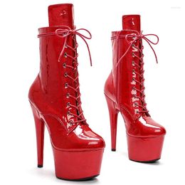 Zapatos de baile Leecabe 17 cm/7 pulgadas Plataforma para mujeres Party tacones de botas de polo