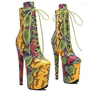 Chaussures de danse Leecabe 20cm / 8 pouces en cuir authentique Snake supérieur plate-forme disco Party High Talons Pole Botte