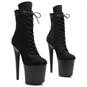 Dansschoenen Leecabe Black 20 cm/8inches Pool Dancing High Heel Platform Boots Gesloten Toe