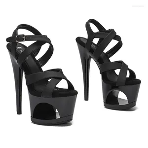 Dansschoenen Leecabe Black Matte Pu Style Hoge Heel Sandalen 17 cm/7inches Sexy Model Pole