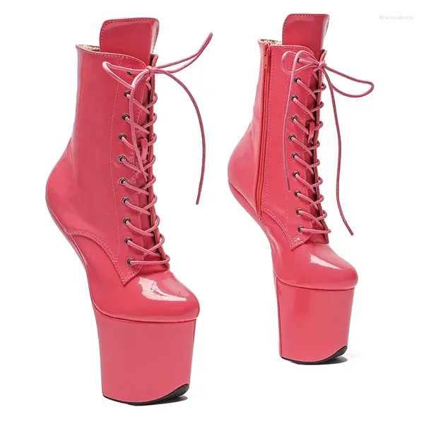 Leecabe – chaussures de danse brevetées à plateforme supérieure, bottines sexy et exotiques sans talons
