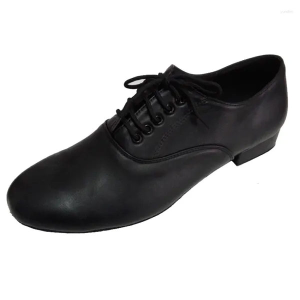 Chaussures de danse en cuir de bal de bal à semelle douce Sole latin Party Social Dancing Shoe noir