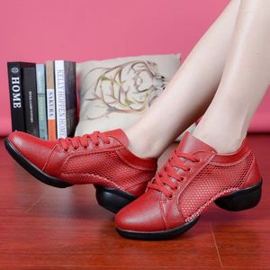 Chaussures de danse en cuir naturel pour femmes, sandales de sport, bas de chaussure moderne, baskets en maille douce et respirante, Fitness