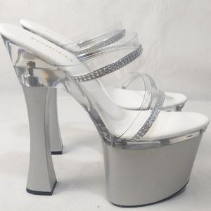 Dansschoenen van dames 8 inch hoge luxe diamanten haksandalen dik platform prinses sexy 18cm kristal