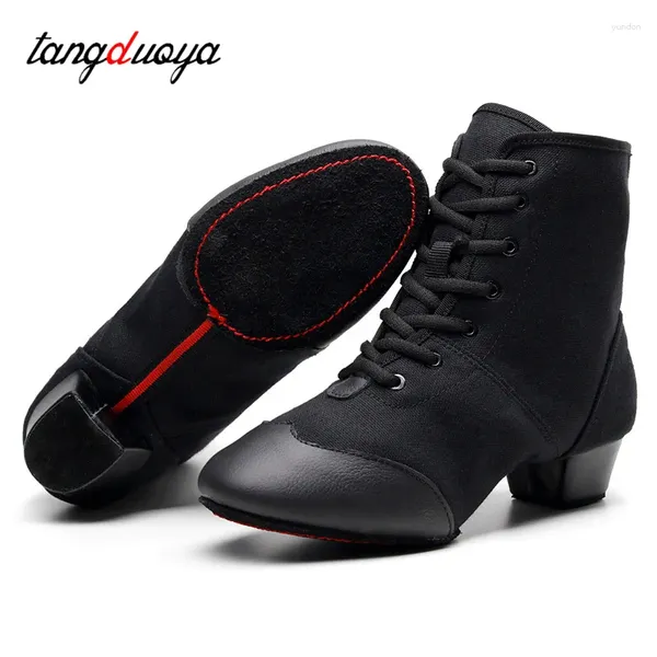 Chaussures de danse Salsa pour femmes, bottes montantes de Jazz latine, talons de 3.5cm, baskets d'extérieur pour salle de bal pour adultes