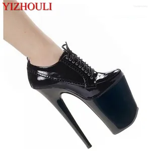Chaussures de danse en cuir breveté noir sexy 8 pouces talon
