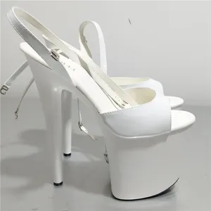 Chaussures de danse Sexe haute plate-forme doublée Sandale 8 pouces Talon Blanc Robe de mariée Ultra mince talons 20 cm Femmes