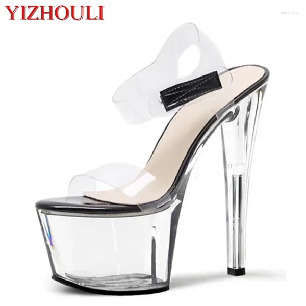 Dance Shoes Sexy Little Dancing Transparent Sandals for Nightclub Performance 17 cm de alto banquete