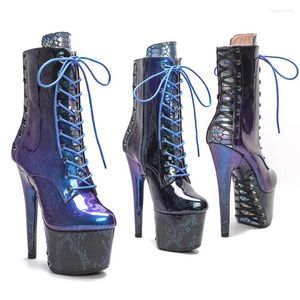 Dansschoenen Sexy Model Toont PU Bovenwerk 17 CM/7 Inch vrouwen Platform Party Hoge Hakken Pole Laarzen 220