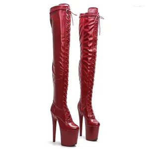 Dansschoenen Sexy Model Toont PU Bovenste 20 CM/8 Inch vrouwen Platform Party Hoge Hakken Dij Pole laarzen 428