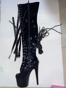 Dansschoenen Sexy overknee laarzen met hakken van 17 cm Catwalk en paaldansen voor 7-inch modellen