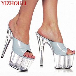 Chaussures de danse Sexy Women's With Cool Night Club Lap-Dancing Crystal Slippers 15 cm Catwalk