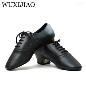 Chaussures de danse Shengzixue Men's Latin authentine cuir salon de bal dansant talon bas 2,2 cm de grande taille carré