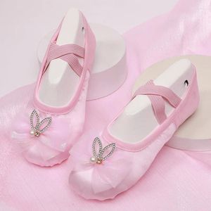 Chaussures de danse Slippers Enfants Ballerine Pratique Pink Ballet Dancing Training Utilisez le latin satiné pour les femmes