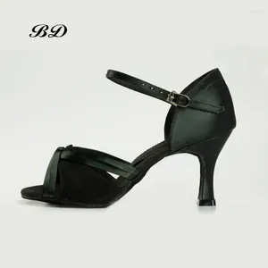 Chaussures de danse baskets salon de bal femme latin danse sandales hautes talons hauts 7,5 cm en sueur intérieure durable bd 2302 femme noire