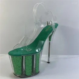 Dance Shoes Stage Model Training Sexy a través de Green Green de 20 cm Stiletto Heels Banquet Performance Nightclub