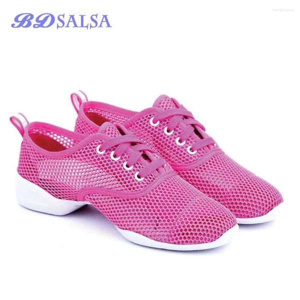 Zapatos de baile de verano para mujer, zapato de baile cuadrado para hombre y mujer, superficie de malla transpirable, fondo suave moderno, azul P80