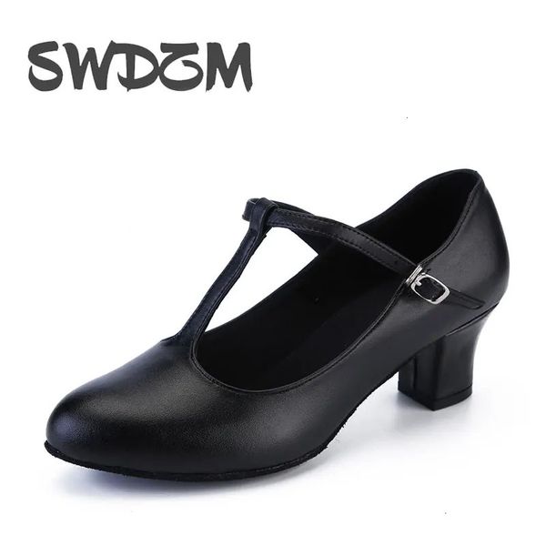 Zapatos de baile SWDZM Zapatos de baile latino Zapatos de salón de baile para mujer Zapatos de baile de jazz modernos Zapatillas de baile de cuero genuino Tacón alto 5 cm 231202