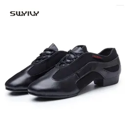 Chaussures de danse swyivy baskets noires femme salon de bal réel en cuir automobile 2024 femelle feme latin confortable