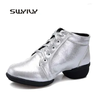 Chaussures de danse SWYIVY pour femmes, argent, talon carré de 4cm, printemps, or, moderne, confortable, grande taille, Sport, 2024