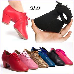 Zapatillas de baile superiores zapatillas latinas de cuero genuino para mujeres jazz calzado moderno sin deslizamiento sin desliz