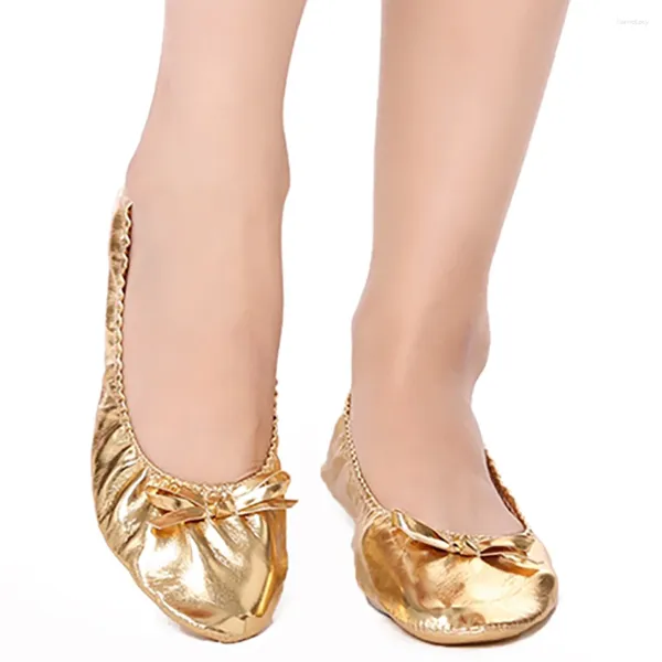 Chaussures de danse Ushine EU27-41 PU TOP Gold Mouri de mariage Soft Femme Femme Femme Ballet Ballet Cuir pour enfants Girls