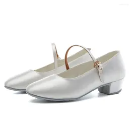Chaussures de danse en Satin blanc pour filles, pratique de la salle de bal latine pour l'entraînement et la compétition