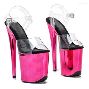 Chaussures de danse pour femmes, sandales à talons hauts, plateforme supérieure en PVC, Sexy, pôle 011, 20CM/8 pouces